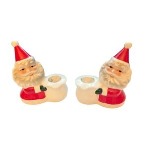 Vintage‎ Brinn's Santa Candle Holders Mid-Century Japan MCM Taper Holder Sack M
